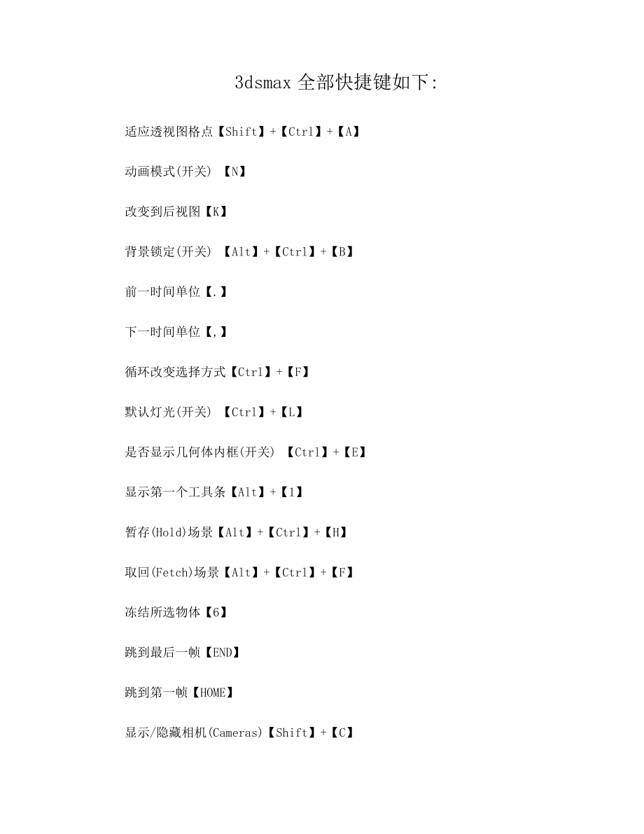 3dMax快捷键(各种版本MAX通用)与中英文对照_第1页