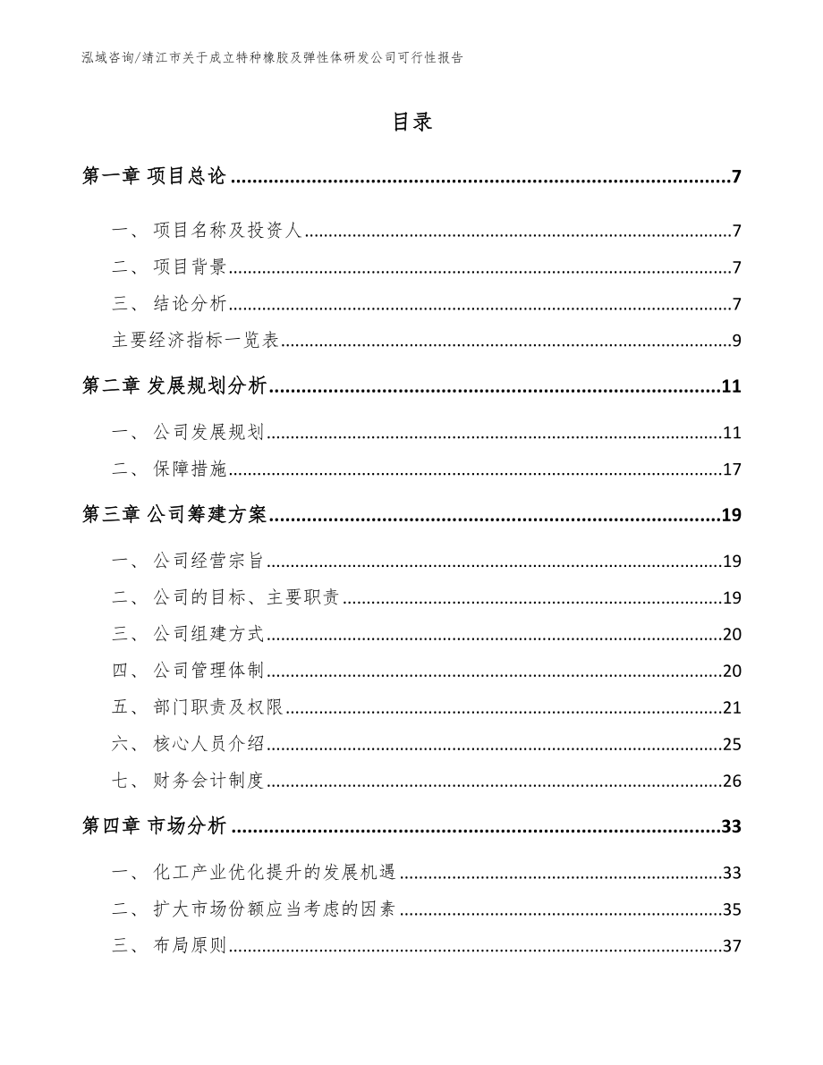 靖江市关于成立特种橡胶及弹性体研发公司可行性报告_第1页