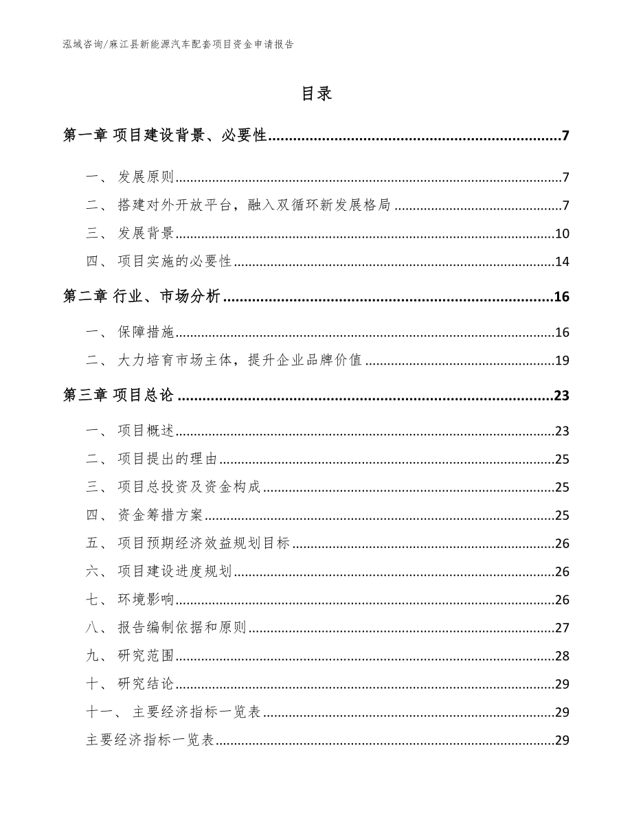 麻江县新能源汽车配套项目资金申请报告（参考模板）_第1页