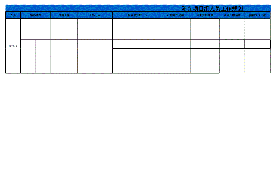 陽光項(xiàng)目組人員工作規(guī)劃_第1頁