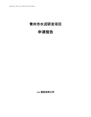 青州市水泥研发项目申请报告（参考模板）