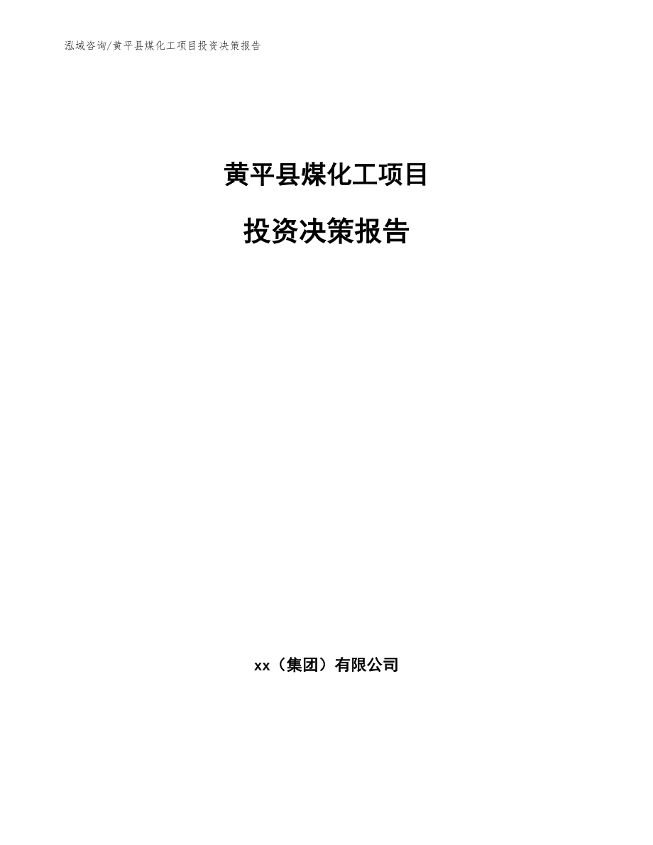 黄平县煤化工项目投资决策报告_第1页