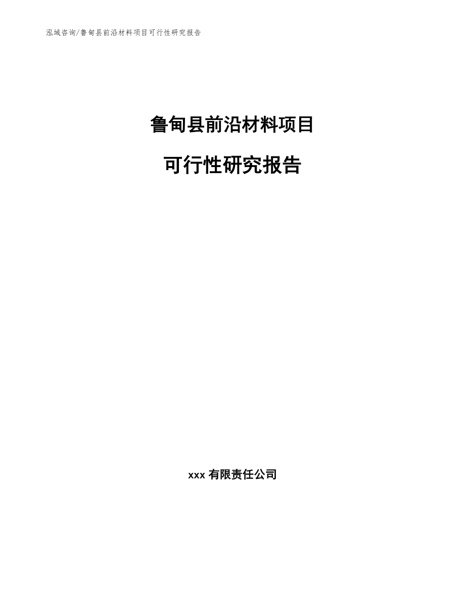 鲁甸县前沿材料项目可行性研究报告（范文）_第1页