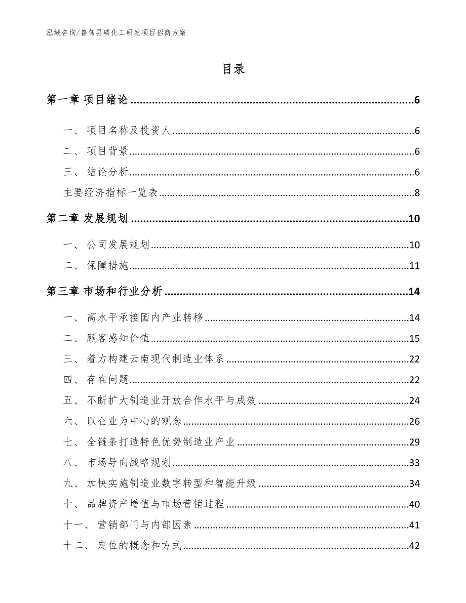 鲁甸县磷化工研发项目招商方案模板_第1页