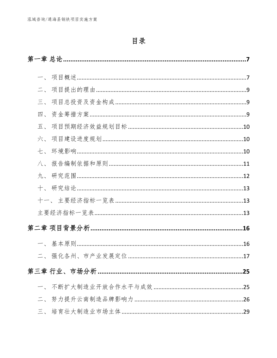 通海县钢铁项目实施方案_范文参考_第1页