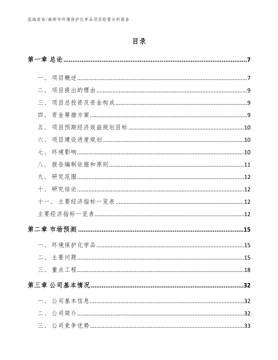 高邮市环境保护化学品项目经营分析报告_第1页