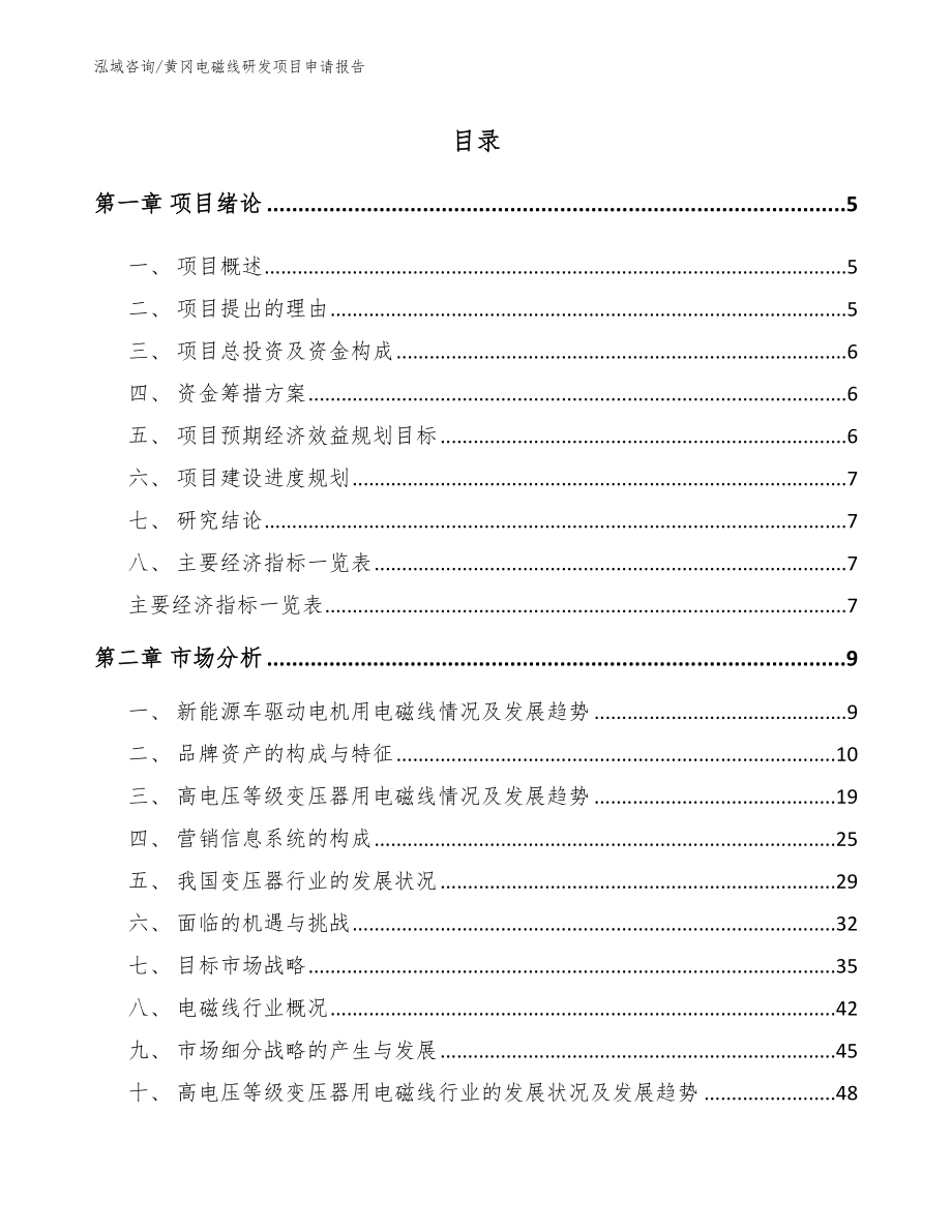 黄冈电磁线研发项目申请报告_范文模板_第1页