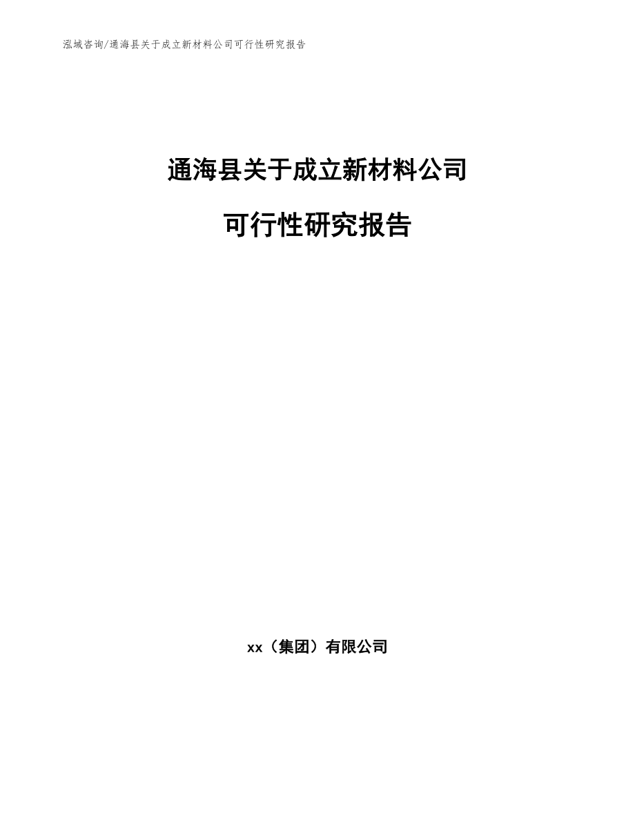 通海县关于成立新材料公司可行性研究报告【模板参考】_第1页