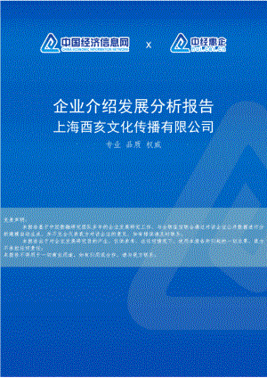 上海酉亥文化传播有限公司介绍企业发展分析报告