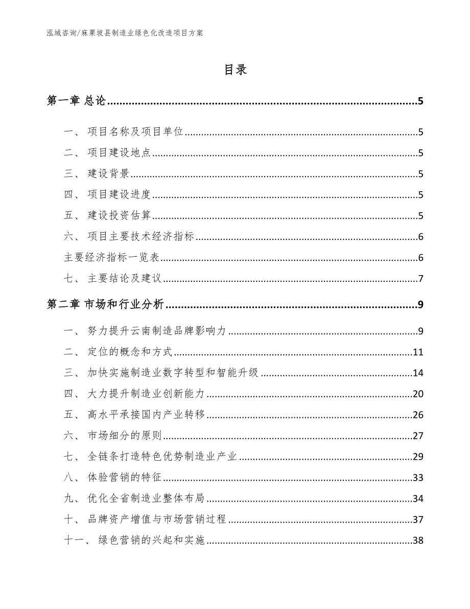 麻栗坡县制造业绿色化改造项目方案（模板参考）_第1页