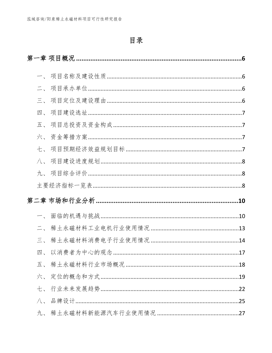 阳泉稀土永磁材料项目可行性研究报告（范文）_第1页