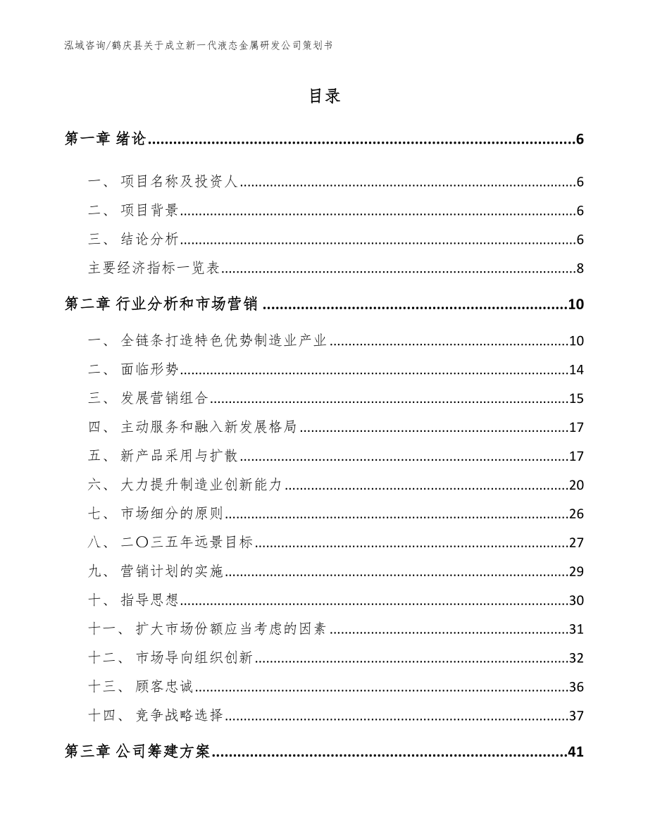 鹤庆县关于成立新一代液态金属研发公司策划书模板范本_第1页