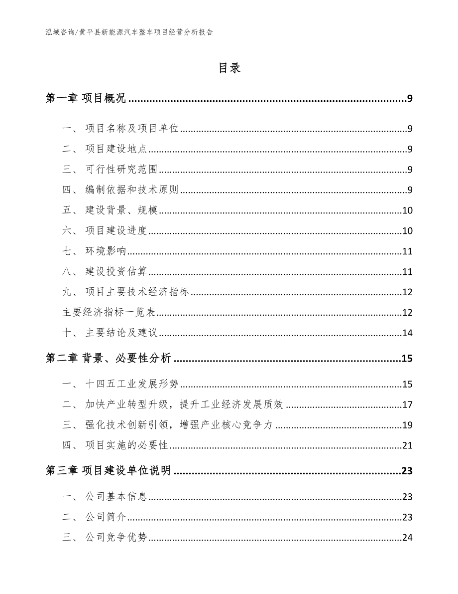 黄平县新能源汽车整车项目经营分析报告【模板】_第1页
