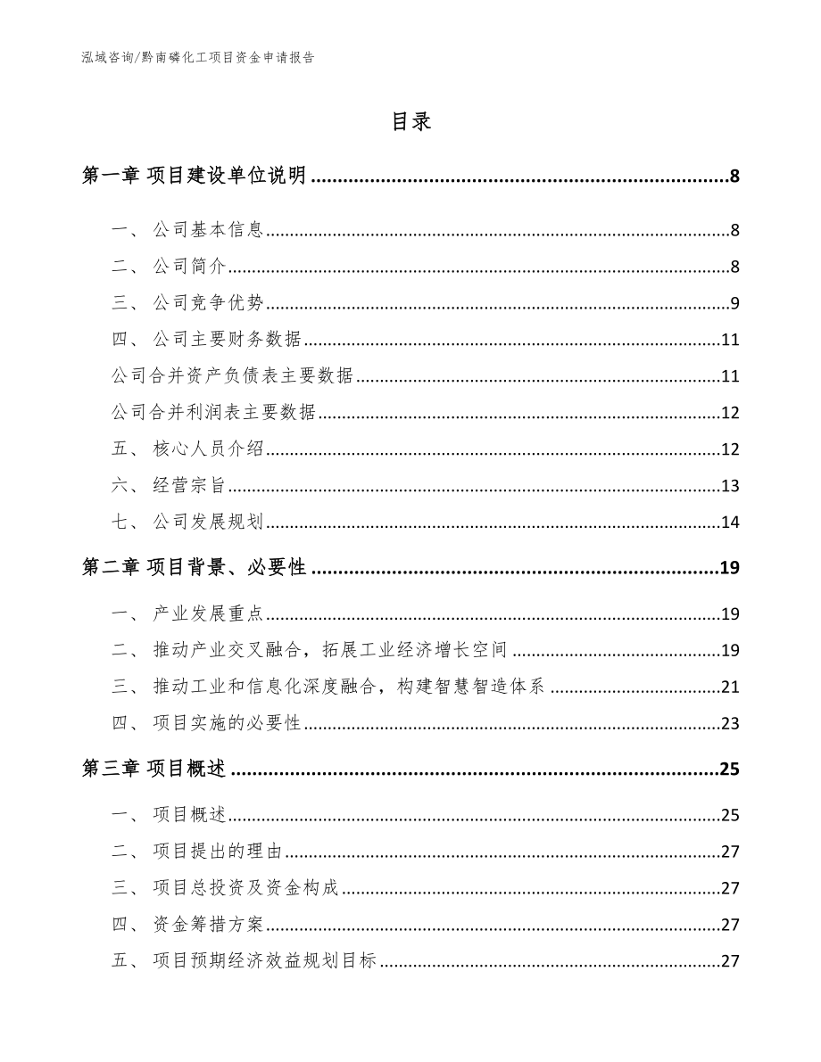 黔南磷化工项目资金申请报告（参考范文）_第1页