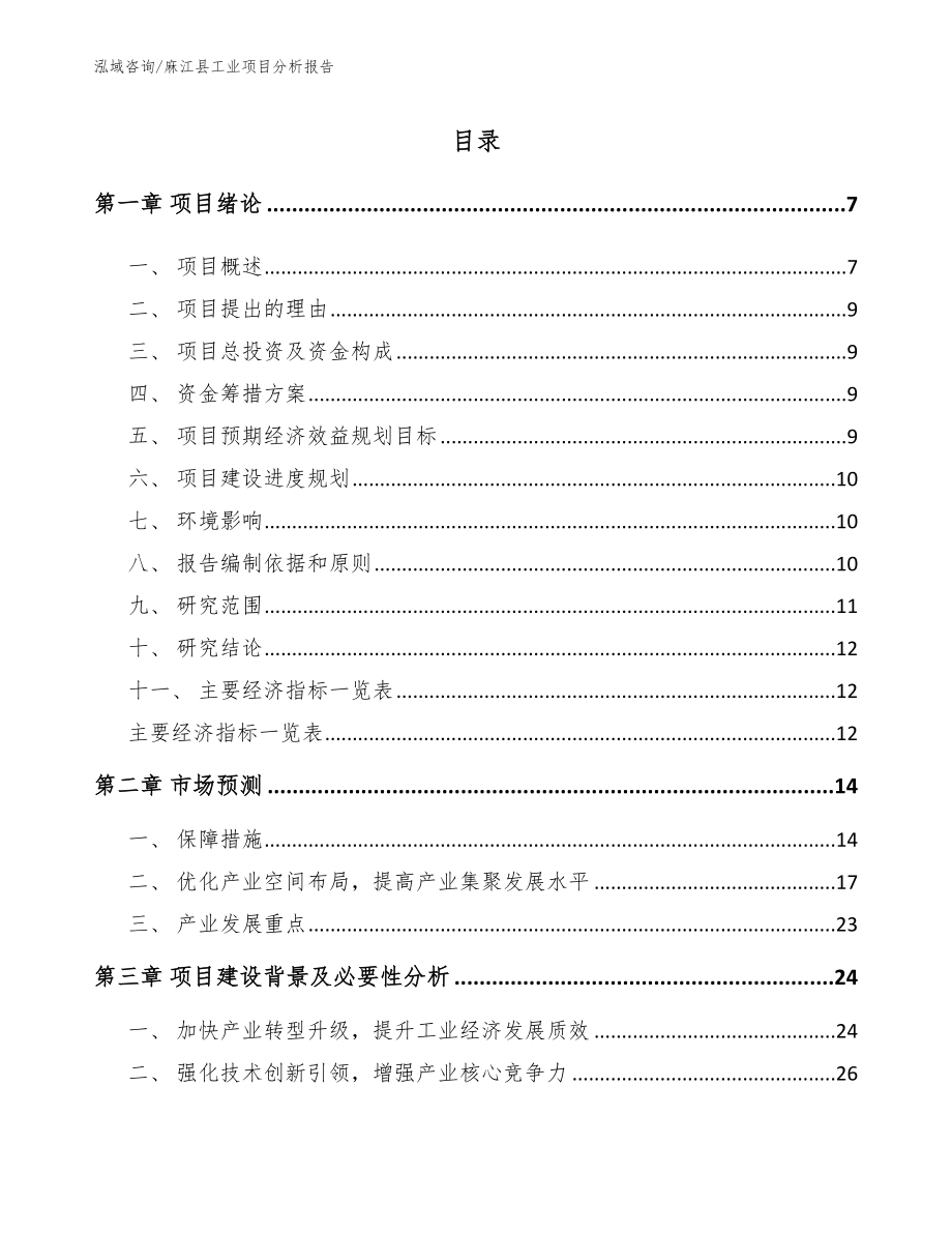 麻江县工业项目分析报告（模板参考）_第1页