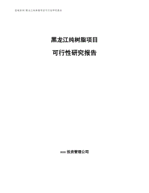 黑龙江纯树脂项目可行性研究报告（范文）