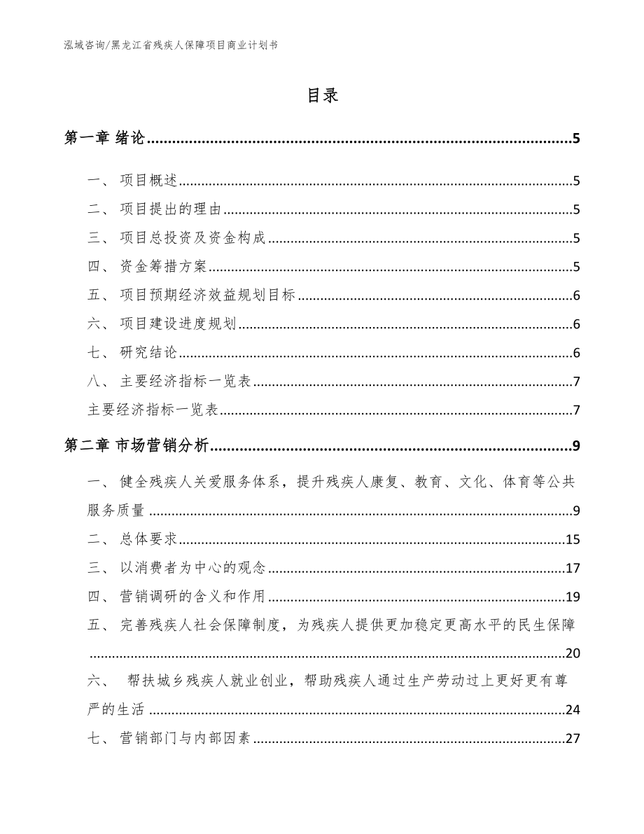 黑龙江省残疾人保障项目商业计划书_第1页