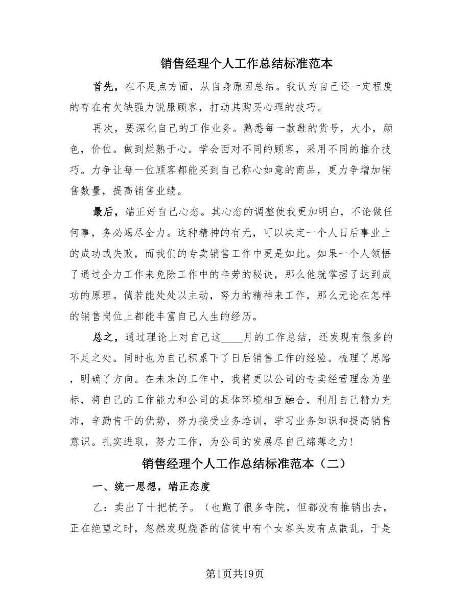 销售经理个人工作总结标准范本.doc_第1页