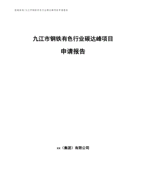 九江市钢铁有色行业碳达峰项目申请报告【范文参考】