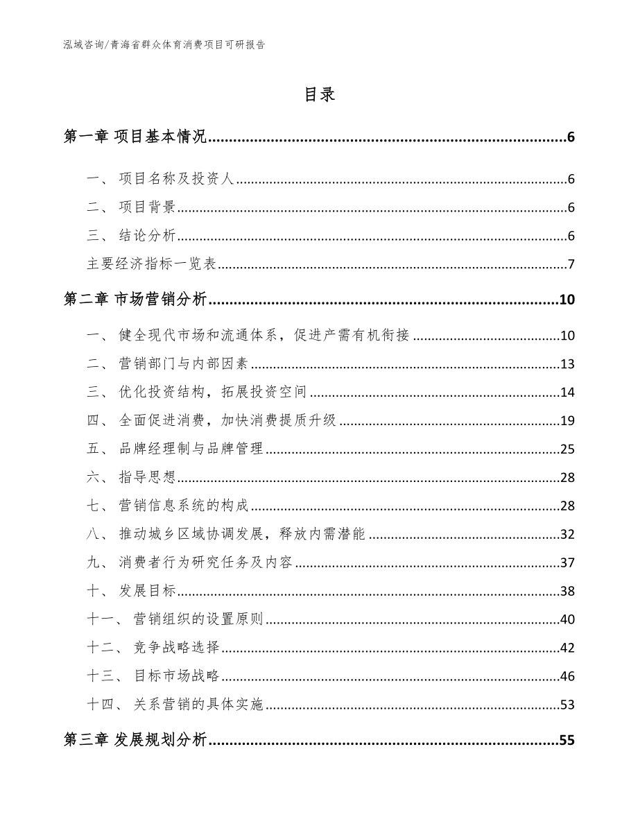 青海省群众体育消费项目可研报告_第1页