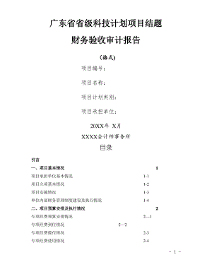 广东省省级科技计划项目结题财务验收审计报告(模板)