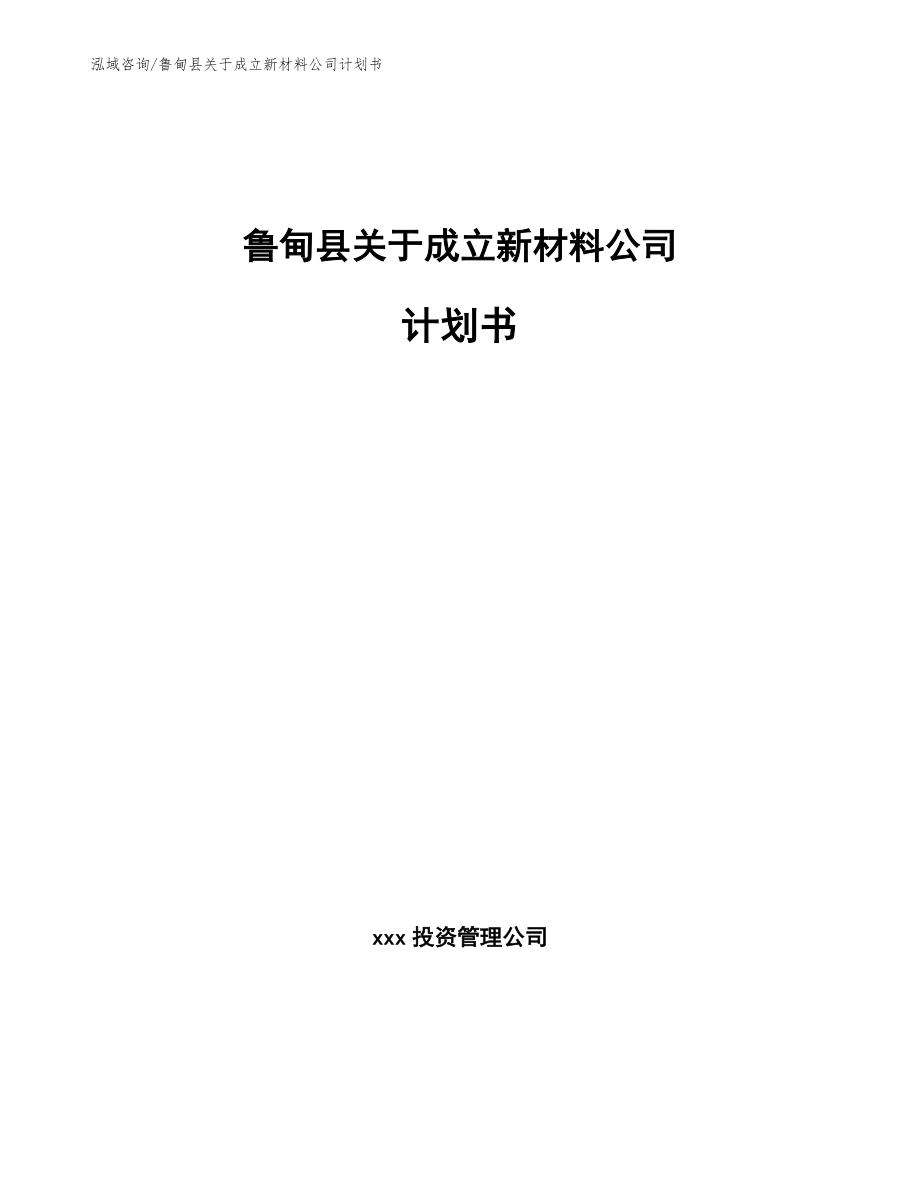 鲁甸县关于成立新材料公司计划书【范文模板】_第1页