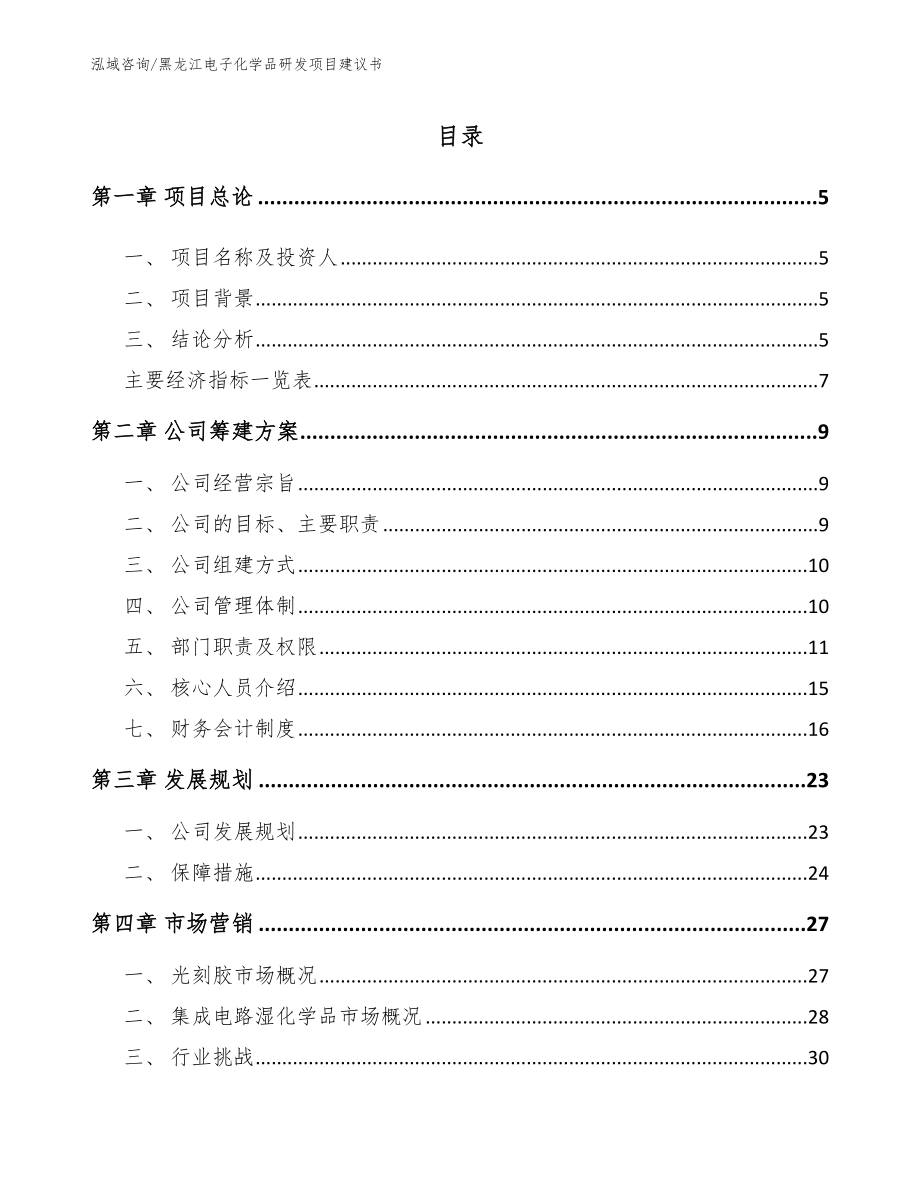 黑龙江电子化学品研发项目建议书【参考模板】_第1页