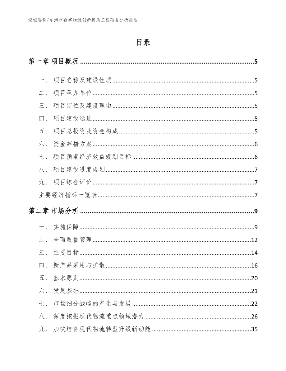 龙港市数字物流创新提质工程项目分析报告（范文）_第1页