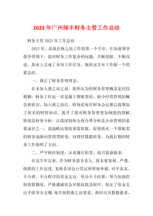 2023年广州绿丰财务主管工作总结
