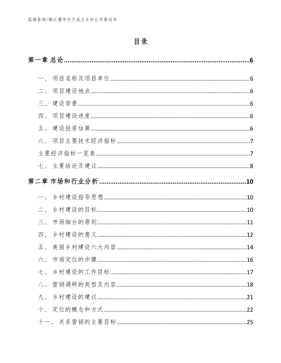 都江堰市关于成立乡村公司策划书_模板参考_第1页
