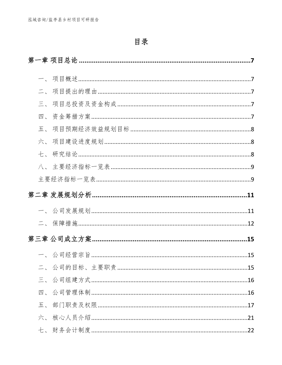 盐亭县乡村项目可研报告范文模板_第1页