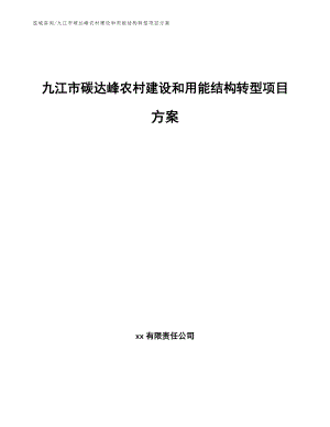 九江市碳达峰农村建设和用能结构转型项目方案_模板范本