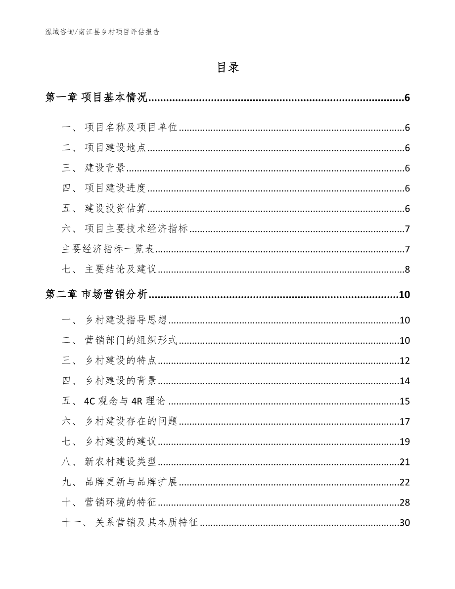 南江县乡村项目评估报告范文参考_第1页