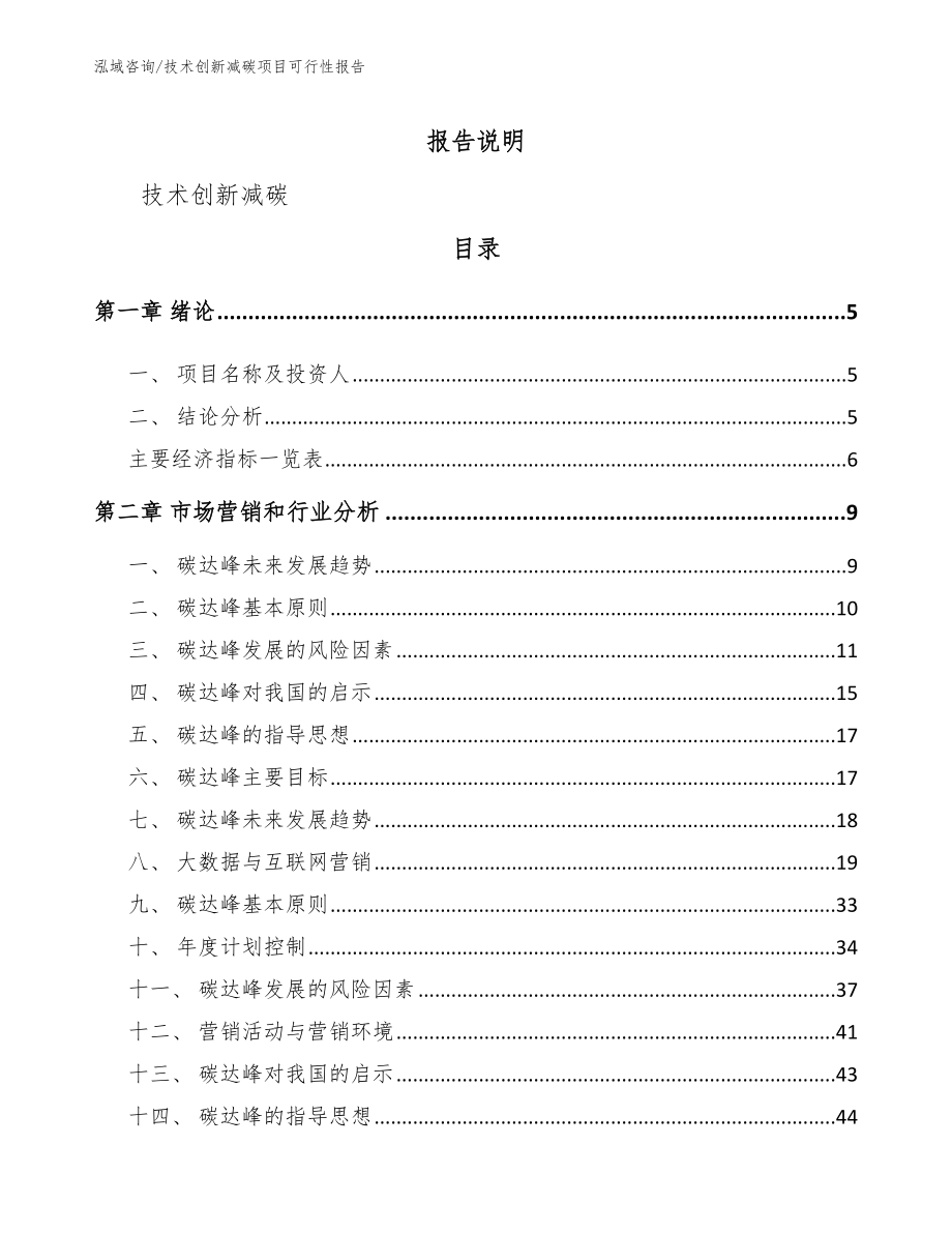 技术创新减碳项目可行性报告_范文_第1页