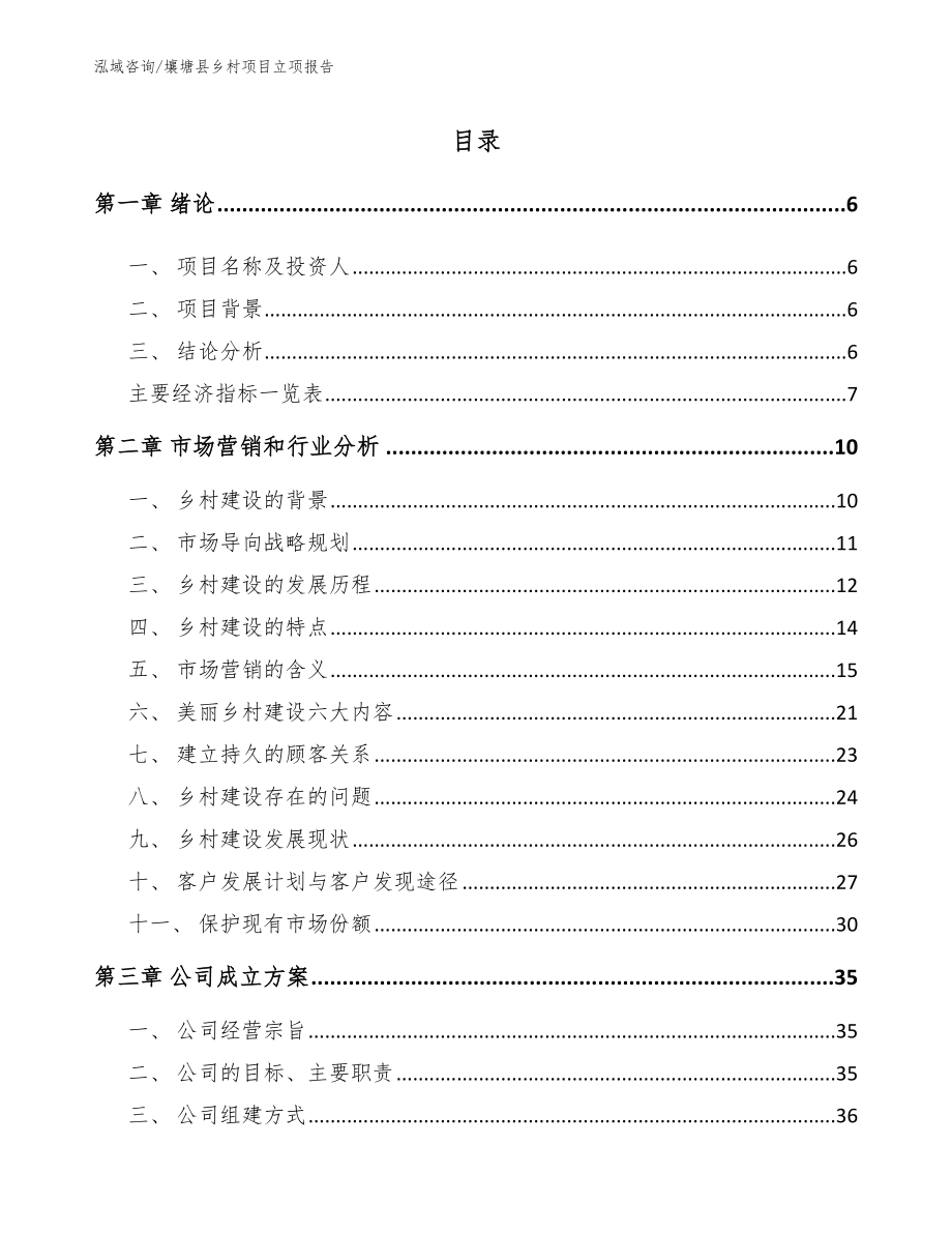 壤塘县乡村项目立项报告模板参考_第1页