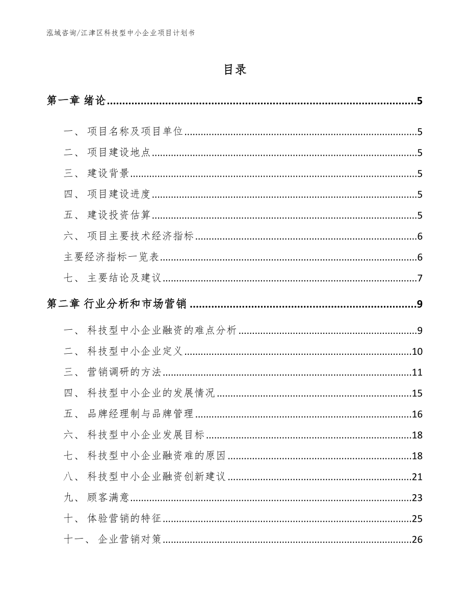 江津区科技型中小企业项目计划书_范文模板_第1页