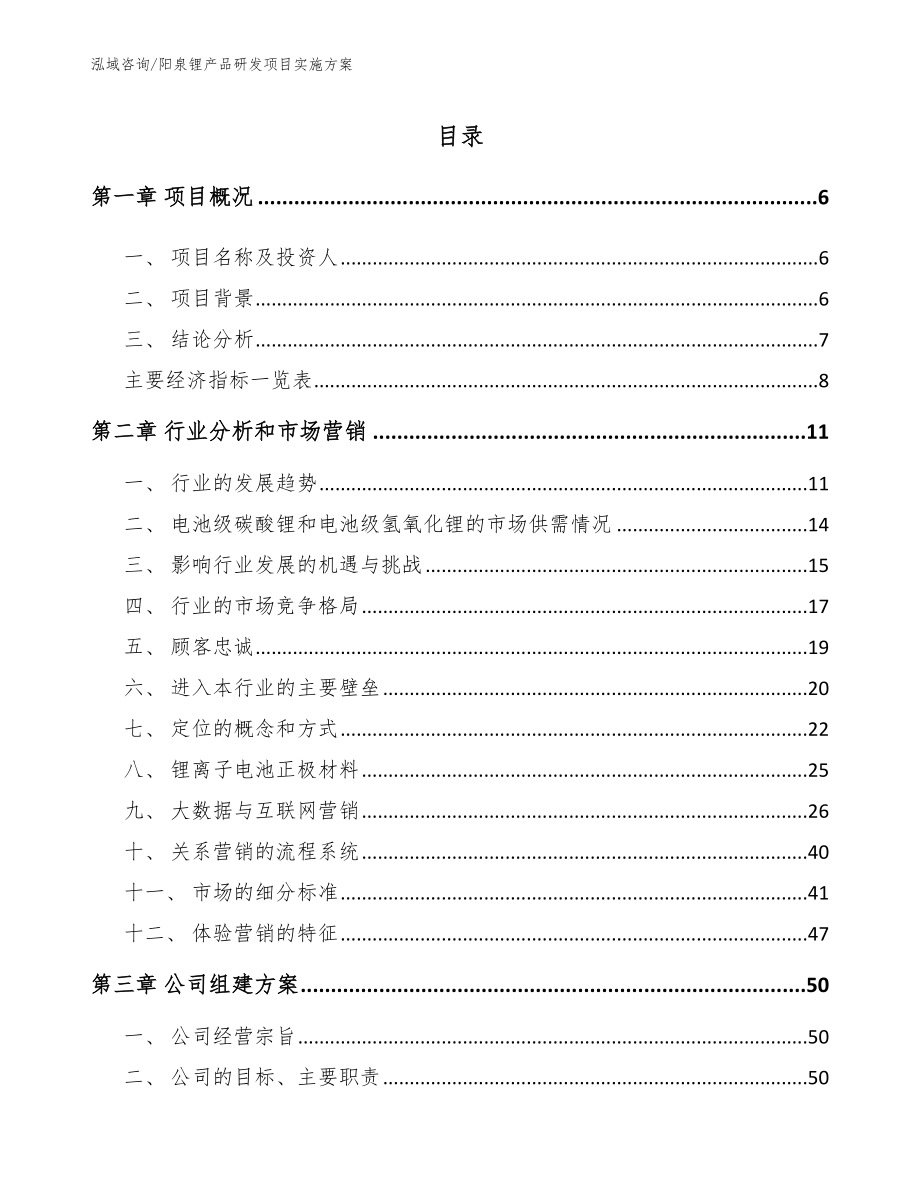 阳泉锂产品研发项目实施方案【模板】_第1页