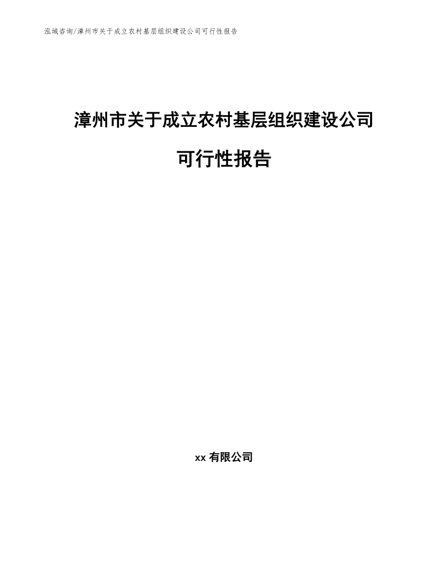 漳州市关于成立农村基层组织建设公司可行性报告模板_第1页