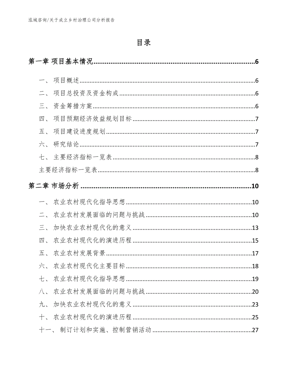 关于成立乡村治理公司分析报告（模板范文）_第1页