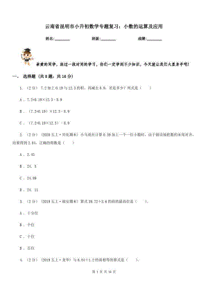 云南省昆明市小升初数学专题复习：小数的运算及应用