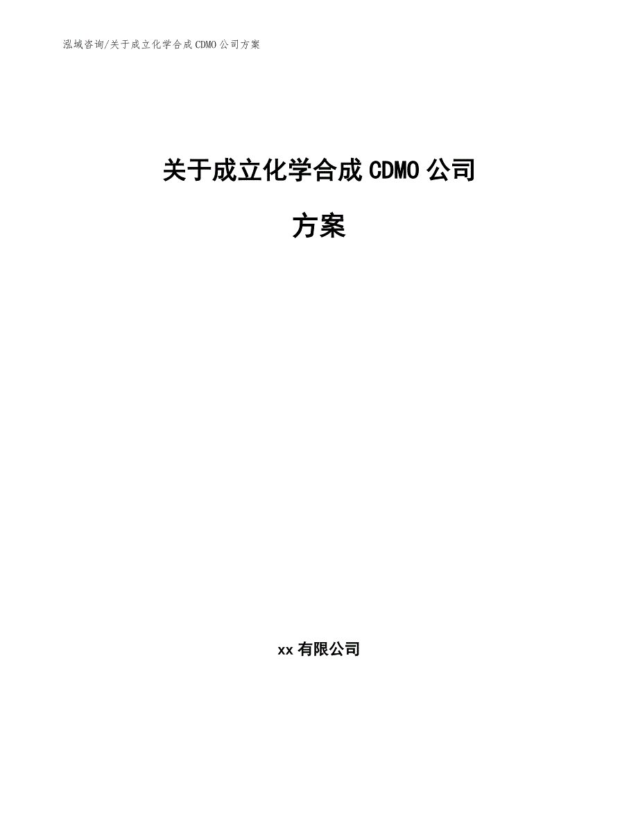 关于成立化学合成CDMO公司方案范文参考_第1页