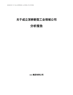 关于成立深耕新型工业领域公司分析报告参考范文