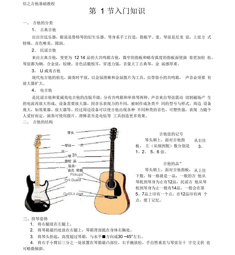 吉他基础教程入门知识_第1页