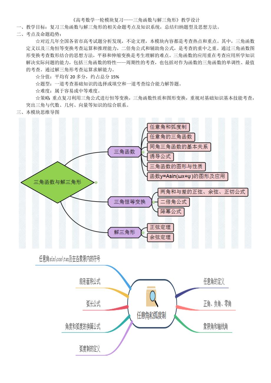 三角函数与解三角形教学设计_第1页