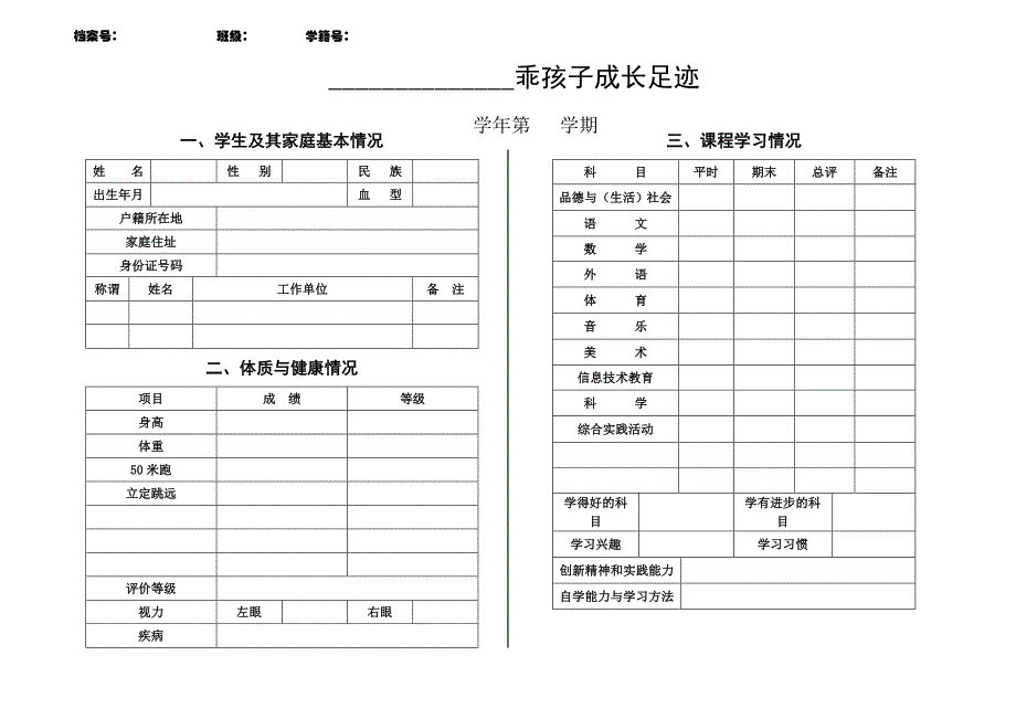 乖孩子成长档案模板_第1页