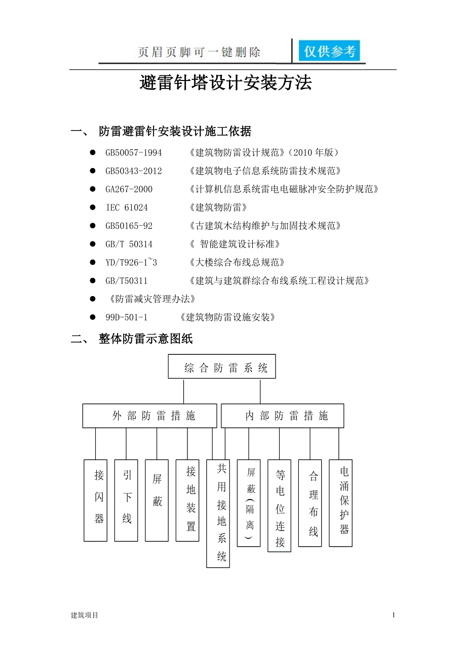 避雷针塔安装方法措施【实用材料】_第1页