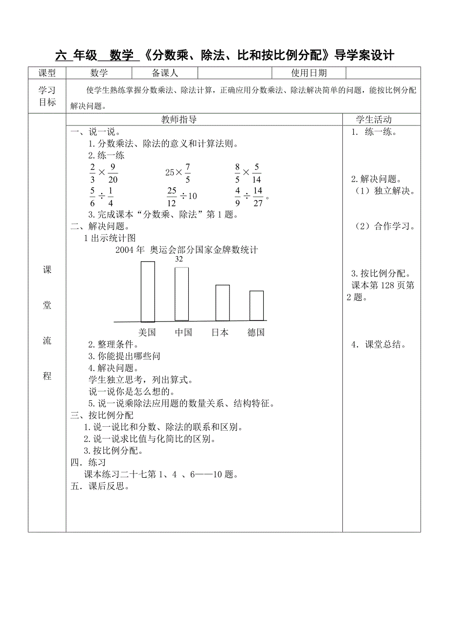 复习分数乘、除法、比和按比例分配_第1页