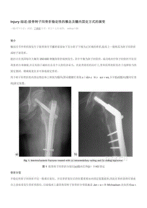 Injury综述：股骨转子间骨折稳定性的概念及髓内固定方式的演变