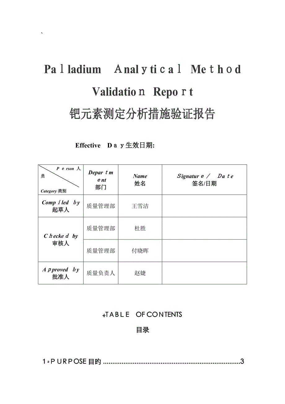 钯元素测定分析方法验证报告_第1页