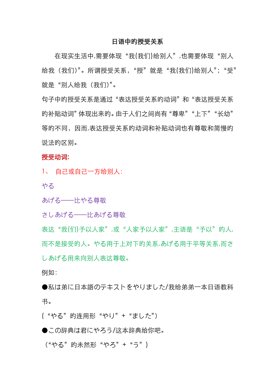 日语中的授受关系_第1页